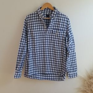 J.Crew Blue Gingham Check Button Down Shirt Mens Medium 100% Cotton Long Sleeve